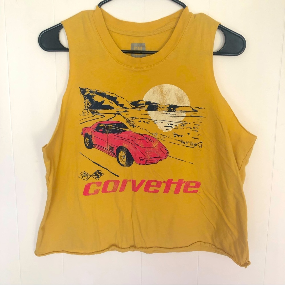 GM Corvette Car Graphic Cuttoff Cropped Tee Women’s Size XL